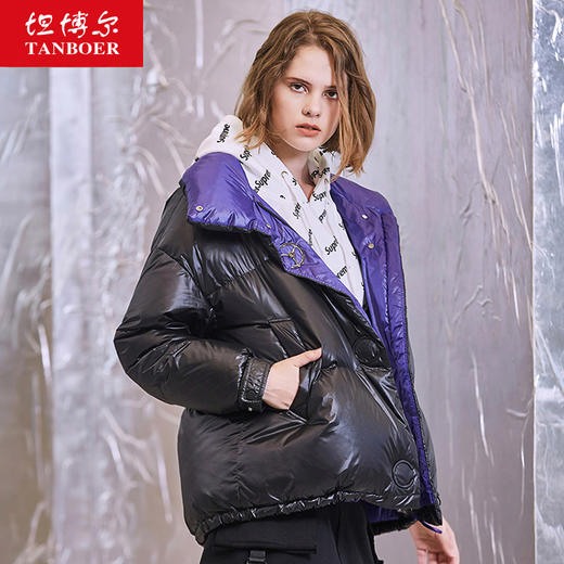 TB19566坦博尔2019秋冬新品短款立领休闲羽绒服 商品图2
