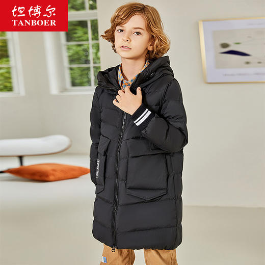 TC19668 坦博尔2019秋冬新品童装休闲中长连帽羽绒服 商品图0