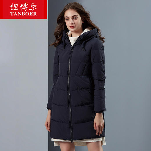 TB18628 坦博尔羽绒服女中长款时尚连帽2018秋冬新品保暖羽绒外套 商品图3