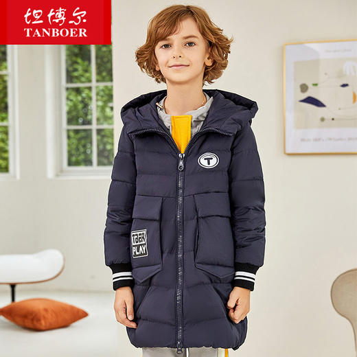 TC19668 坦博尔2019秋冬新品童装休闲中长连帽羽绒服 商品图1