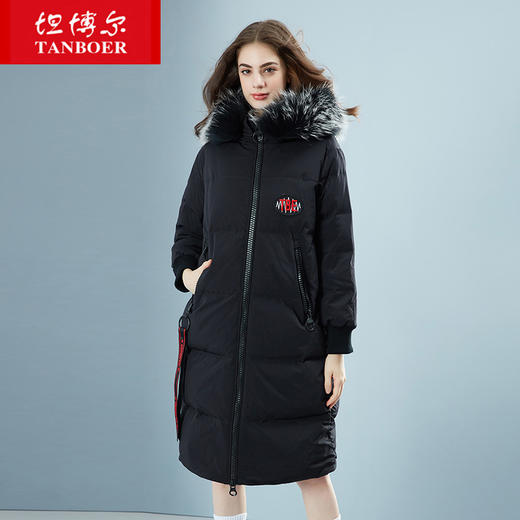 TB18786 坦博尔羽绒服女中长款大毛领连帽时尚个性2018秋冬新款潮 商品图0