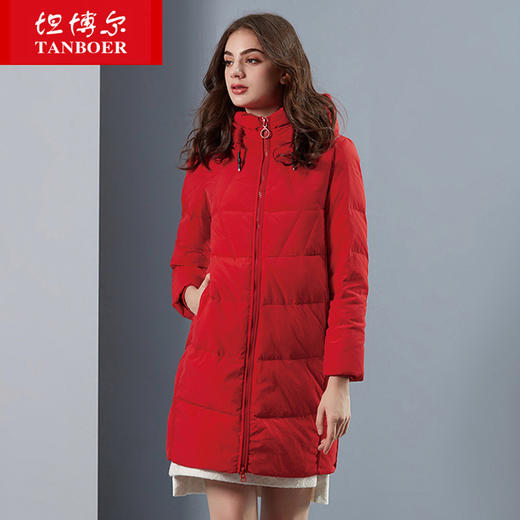 TB18628 坦博尔羽绒服女中长款时尚连帽2018秋冬新品保暖羽绒外套 商品图2