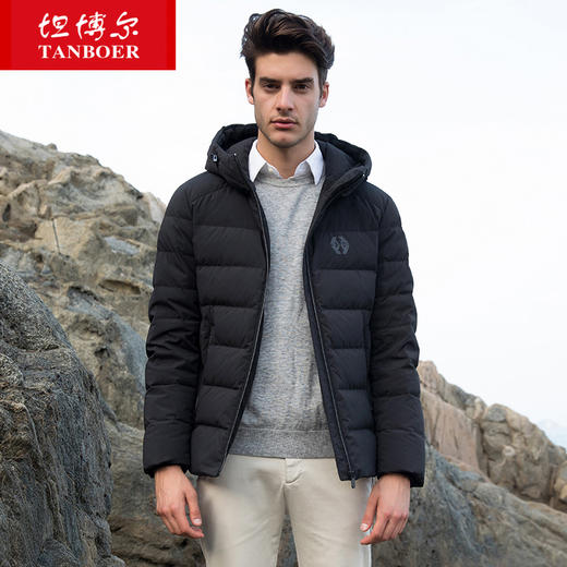 TA18339 坦博尔2018秋冬新品羽绒服男短款商务休闲连帽保暖外套潮 商品图0