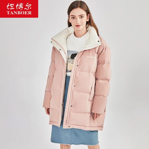 TD19616坦博尔2019新品羽绒服女中长保暖立领时尚韩版秋冬外套潮 商品图0