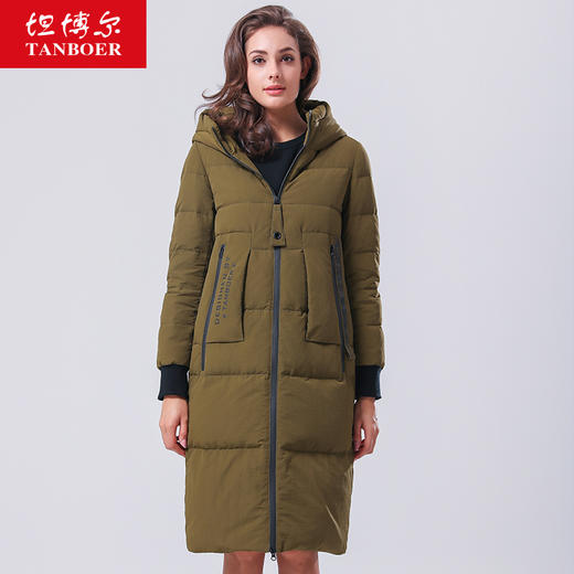 TB17736 坦博尔冬季新品时尚显瘦中长款羽绒服女拉链修身 商品图0