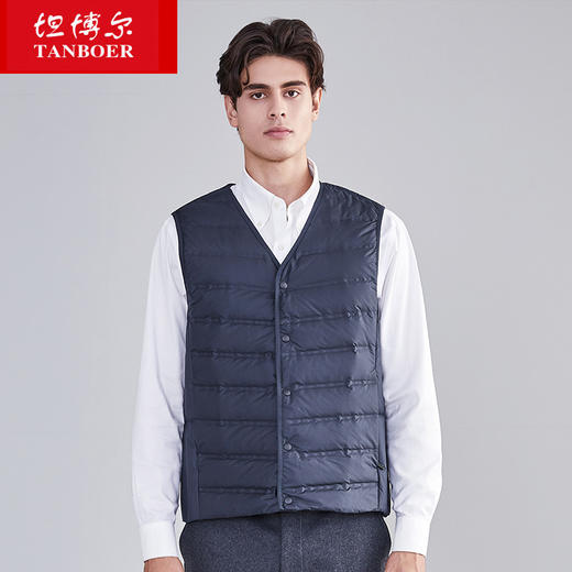 TA19003坦博尔2019新款男士短款羽绒马甲背心居家内恤中老年秋冬 商品图1