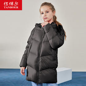 TC19218 坦博尔2019新品羽绒服童装女时尚连帽中长潮流保暖冬外套