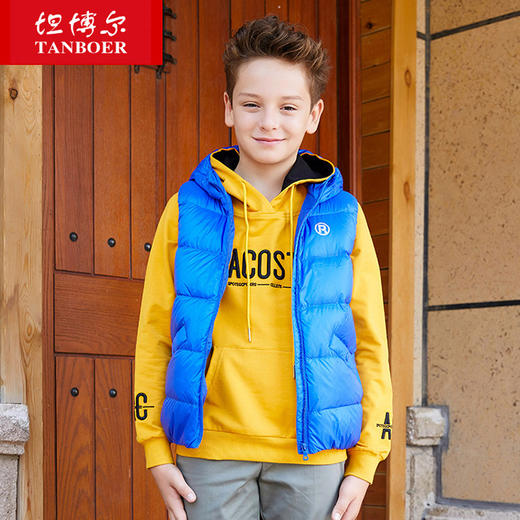 TC18102坦博尔羽绒服马夹男童中大童时尚保暖连帽羽绒外套马夹 商品图5