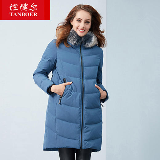 TB18690 坦博尔羽绒服女中长款连帽中老年大毛领时尚宽松保暖外套 商品图2