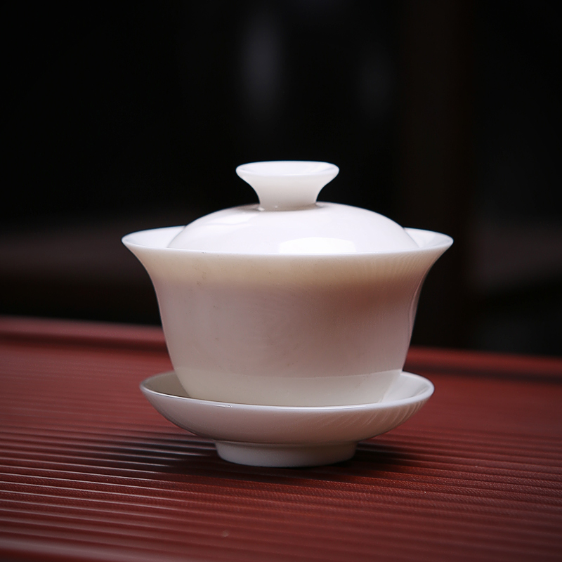 【盖碗/茶壶】定制玉瓷3寸盖碗甜白瓷三才盖碗