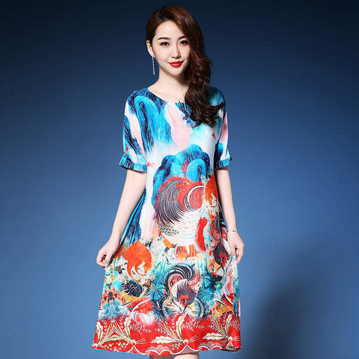 DYSL-Q4286春夏宽松舒适新款优雅真丝连衣裙 商品图3