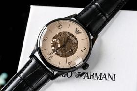 阿玛尼时尚皮带男女表时尚镂空全自动机械表  Armani AR1981 提高逼格