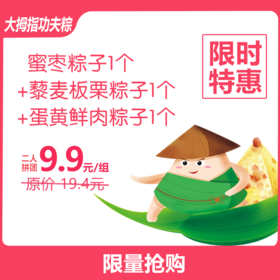 9.9元抢原价19.4元【大拇指功夫粽】3个组合装