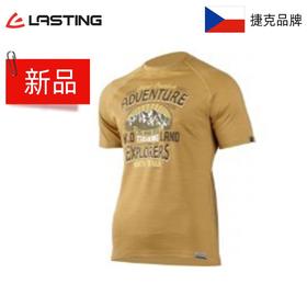捷克Lasting16微米超细美利奴羊毛男款探险家黄色印花羊毛短袖WILD-6868
