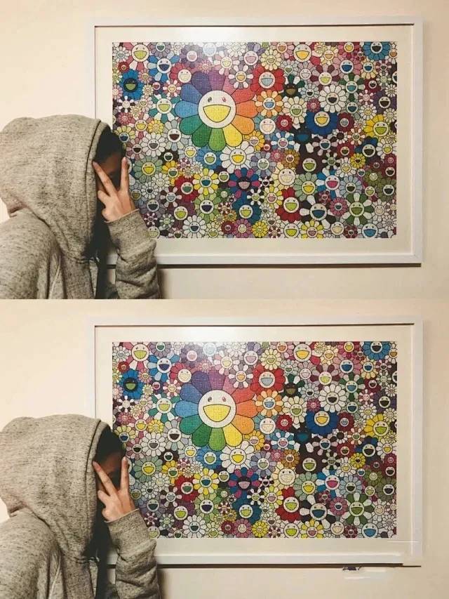 村上隆新太阳花限定拼图,周年纪念版纸质1000片七彩太阳花拼图拼版!