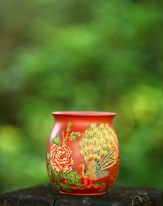 【陈泰源】【红色孔雀开屏中号杯】陶泥主人杯 商品图6