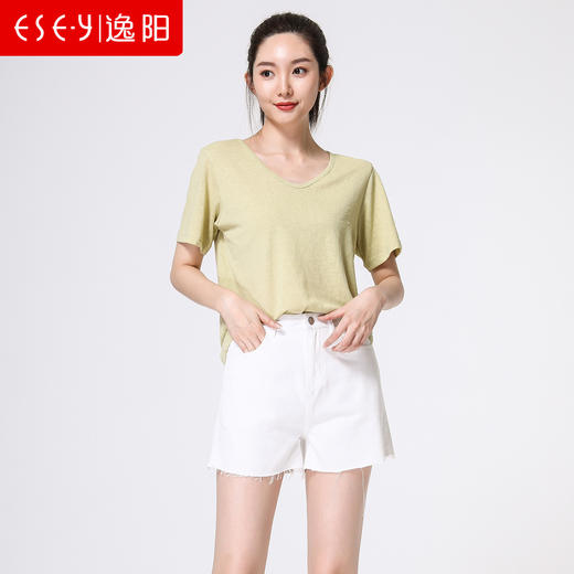 逸阳牛仔短裤女2020夏季新款宽松显瘦百搭睫毛裤脚A字阔腿三分裤 2395 商品图1