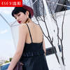 ESE·Y/逸阳夏冷淡风连衣裙女黑色PU吊带抹胸性感开叉时尚荷叶边3036 商品缩略图3