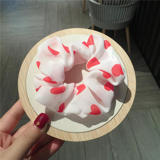 【网红ins雪纺布艺大肠圈】女韩版可爱爱心扎发发圈时尚饰品森女系 商品图5