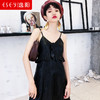 ESE·Y/逸阳夏冷淡风连衣裙女黑色PU吊带抹胸性感开叉时尚荷叶边3036 商品缩略图2