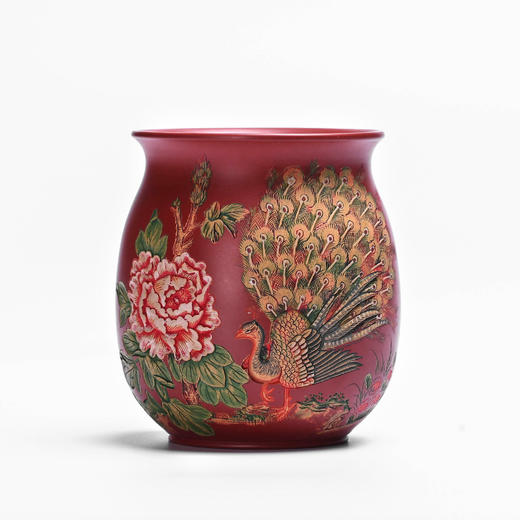 【陈泰源】【红色孔雀开屏中号杯】陶泥主人杯 商品图5