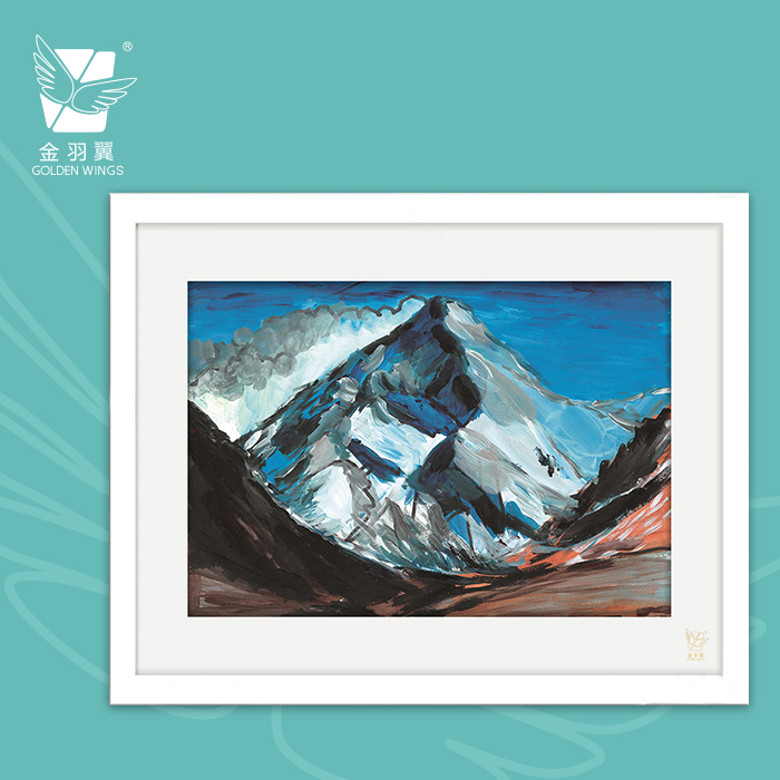 装饰画《西域雪山》 金羽翼残障小艺术家手绘作品 复制画/原画