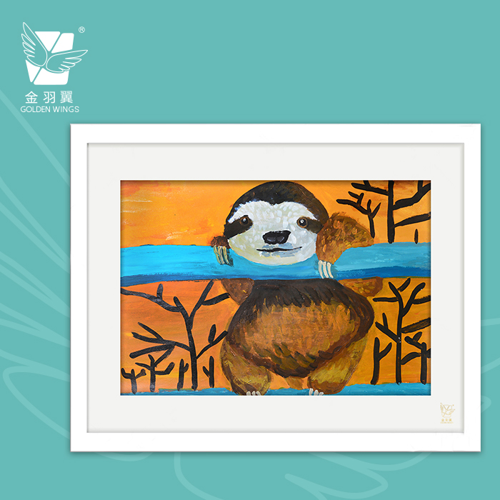 装饰画《趴在栏杆上的树懒》 金羽翼残障小艺术家手绘作品 复制画/原画