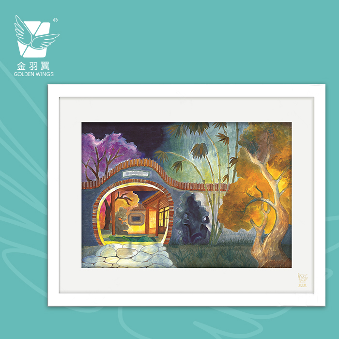 装饰画《庭院深深》 金羽翼残障小艺术家手绘作品 复制画/原画