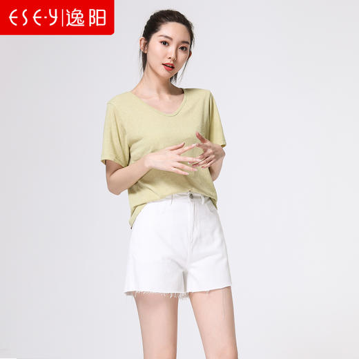 逸阳牛仔短裤女2020夏季新款宽松显瘦百搭睫毛裤脚A字阔腿三分裤 2395 商品图0