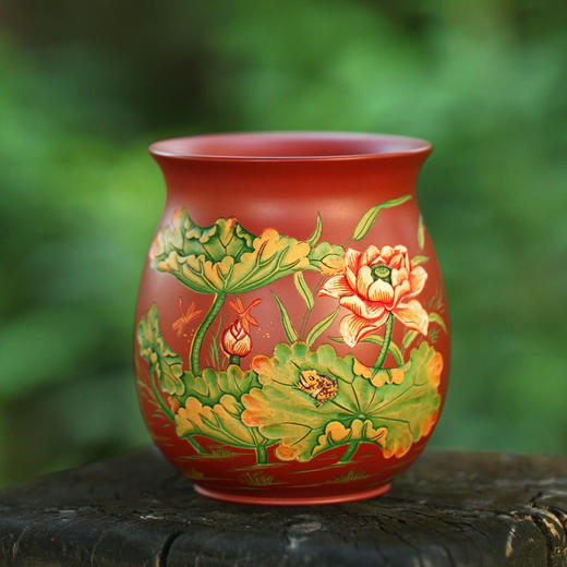 【陈泰源】【红色荷花中号杯】主人杯 商品图0