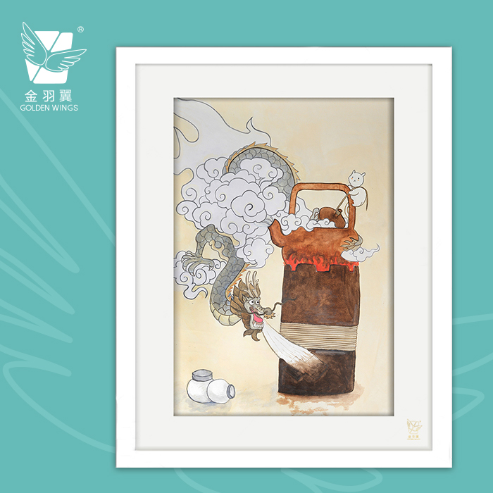 装饰画《壶中有神龙》 金羽翼残障小艺术家手绘作品 复制画/原画