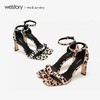 westory2020新款豹纹高跟凉鞋女粗跟性感复古优雅女鞋W29BG60042 商品缩略图3