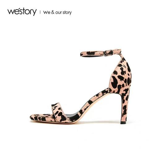 westory2020新款豹纹高跟凉鞋女粗跟性感复古优雅女鞋W29BG60042 商品图2