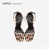 westory2020新款豹纹高跟凉鞋女粗跟性感复古优雅女鞋W29BG60042 商品缩略图1