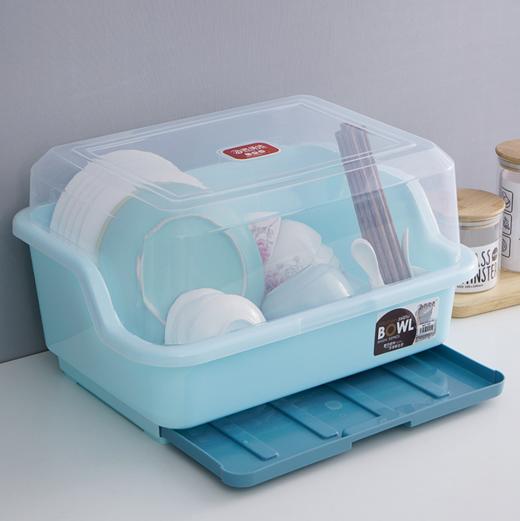 【厨房用品】装碗筷收纳盒放碗箱沥水碗架厨房家用带盖碗盆碗碟置物架塑料碗柜 商品图0