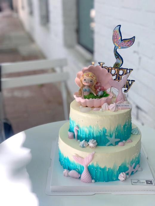 海的女儿翻糖手工宝宝生日奶油蛋糕 商品图0