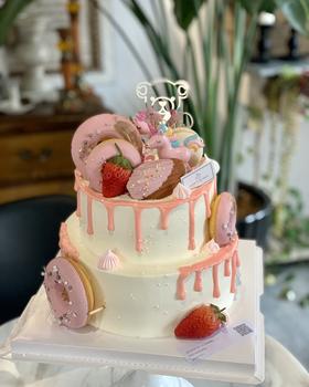 宝宝生日独角兽玩偶摆件甜甜圈奶油蛋糕