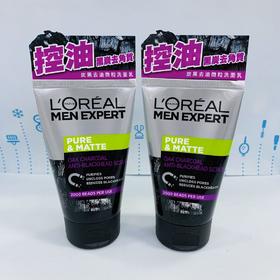 欧莱雅炭黑祛油微粒洗面奶100ml（826817）