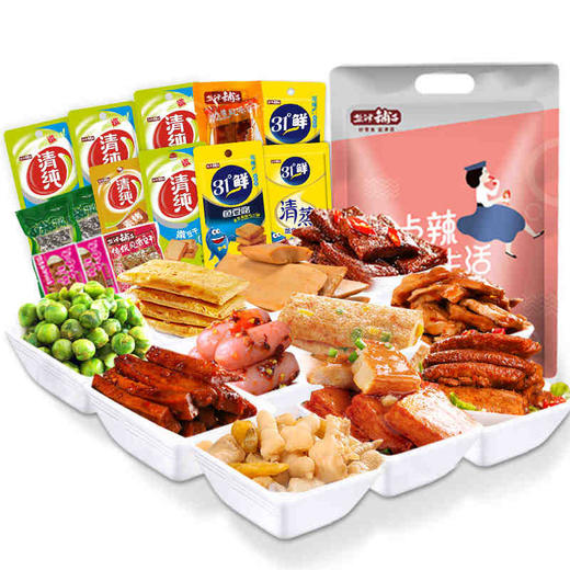 盐津铺子零食大礼包休闲食品小吃辣条豆干辣味鱼豆腐整箱 商品图1