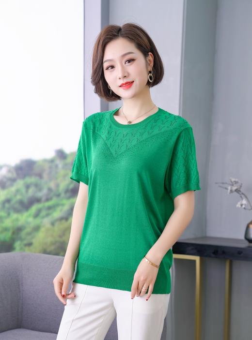 ★【亲肤透气】美阁妮妈妈装桑蚕丝短袖 商品图4