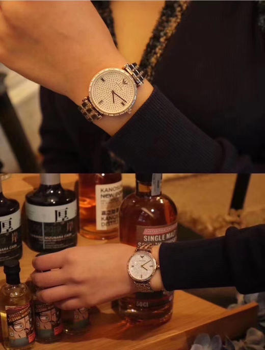 520礼物！佟丽娅同款 阿玛尼新款满天星钢带石英女士手表AR11293 商品图4