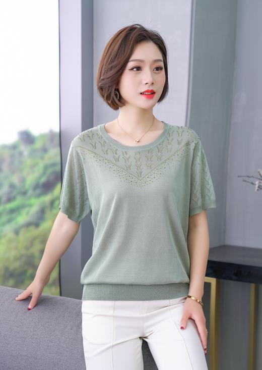 ★【亲肤透气】美阁妮妈妈装桑蚕丝短袖 商品图3