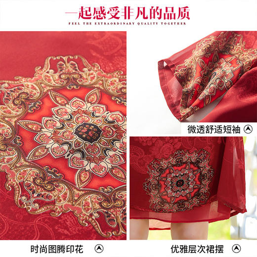 LLJR-Q8QQ931CF夏季复古优雅印花大码雪纺连衣裙 商品图3