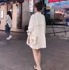 【文艺娃娃衫百褶衬衣裙子】夏装复古休闲宽松中长款白色洋气衬衫女连衣裙 商品缩略图4
