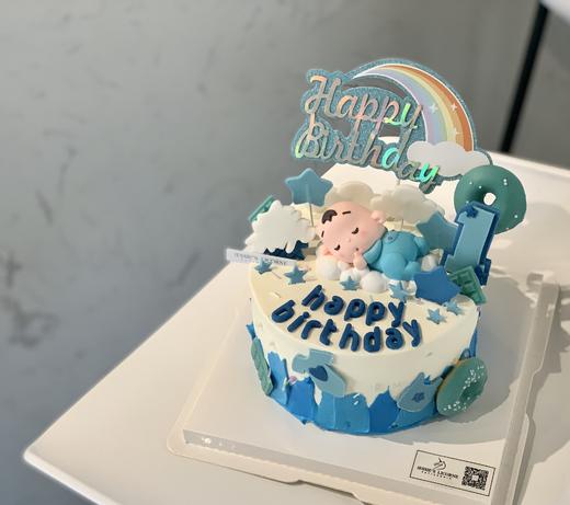 睡宝宝生日蛋糕周岁生日半翻糖蛋糕 商品图0