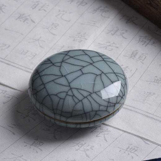 手工冰裂瓷器  装书法绘画精美陶瓷印泥盒 商品图2