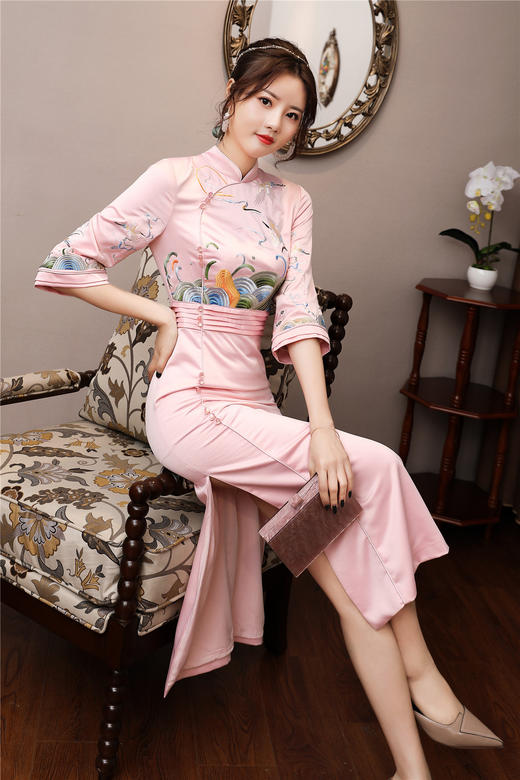 QZ-19799中国风气质女神范衣服蚀骨旗袍年轻款 商品图4