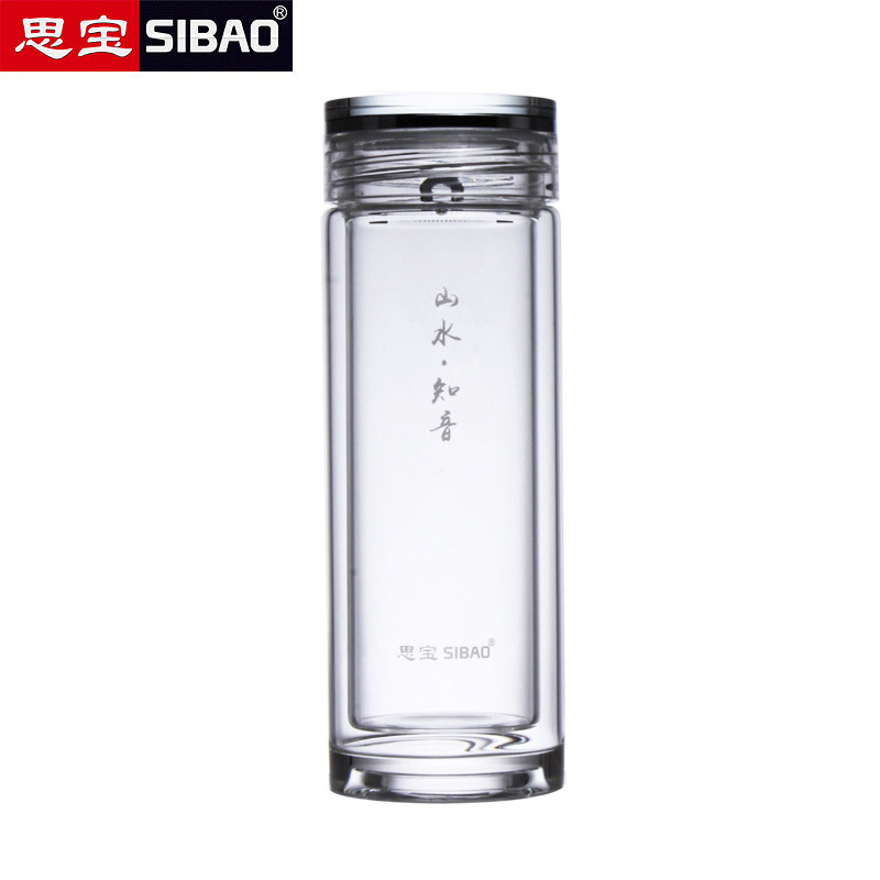 思宝玻璃杯山水知音双层玻璃茶杯