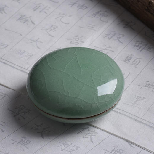 手工冰裂瓷器  装书法绘画精美陶瓷印泥盒 商品图4