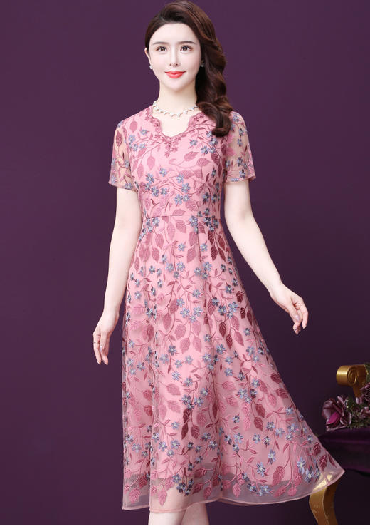 WXY-3270V领刺绣气质蕾丝法式甜美遮肉A字裙 商品图3